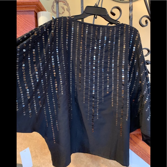 Saks 5th Ave BLACK LABEL Leopard Sequin Dolman Sleeve Blouse Size S NWT - Picture 6 of 12